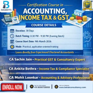 Certification Course in Accounting, Income Tax & GST