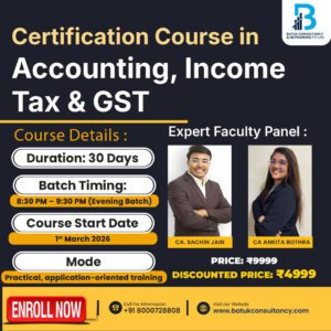 Certification Course in Accounting, Income Tax & GST